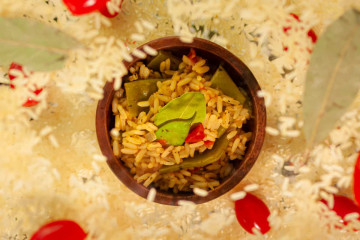 Reis mit grünen Bohnen