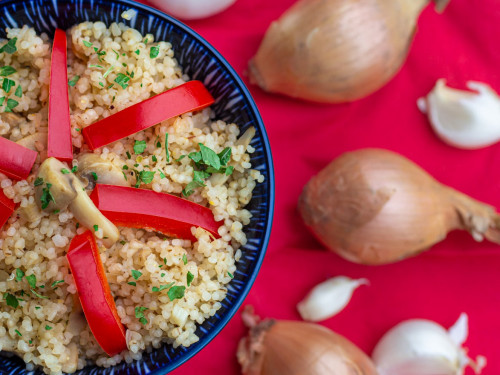 Veganes Graupenrisotto mit Champignons