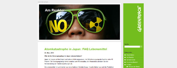 Fukushima - Radioaktivität in Lebensmitteln ? Screenshot - Greenpeace.de